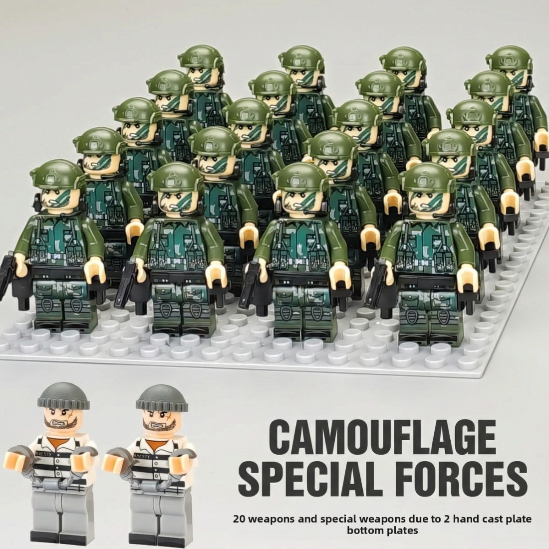 Military Weapons Pack Army Equipment Helmet Armor Various of Military Accessories Building Block Toy Compatible with Major Brands Soldier Figures -BR07