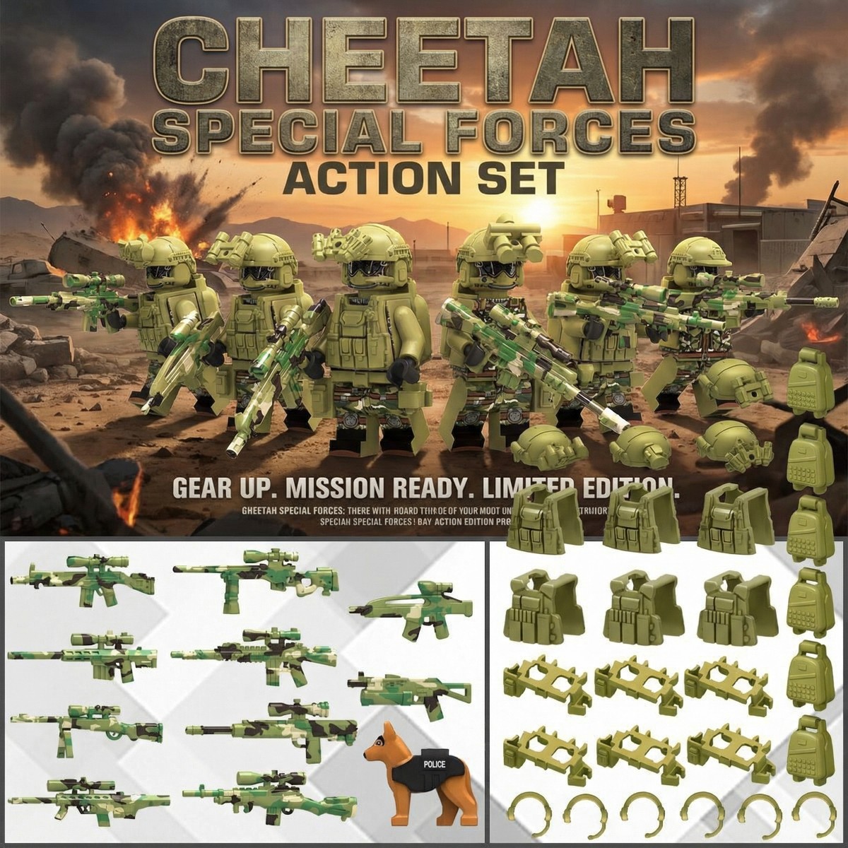 Military accessory kit for army action figure toys