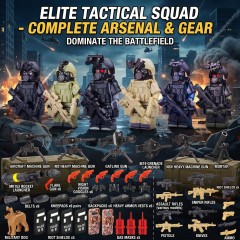 1.7 Inches Tall Ghost SAD/SOG Commando Custom Minifigure | Genuine Military Minifig  SWAT Military Police Building Block Kit, Soldiers Minifigures with Dog, Modern Weapons and Accessories Gift-BR02