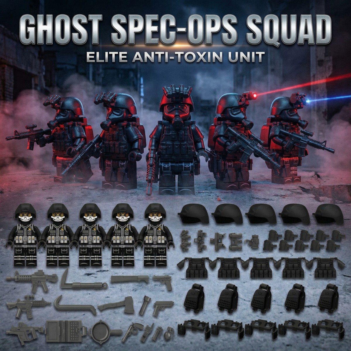  SWAT Military Police Building Block Kit, Soldiers Minifigures, Modern Weapons and Accessories Gift- BR08