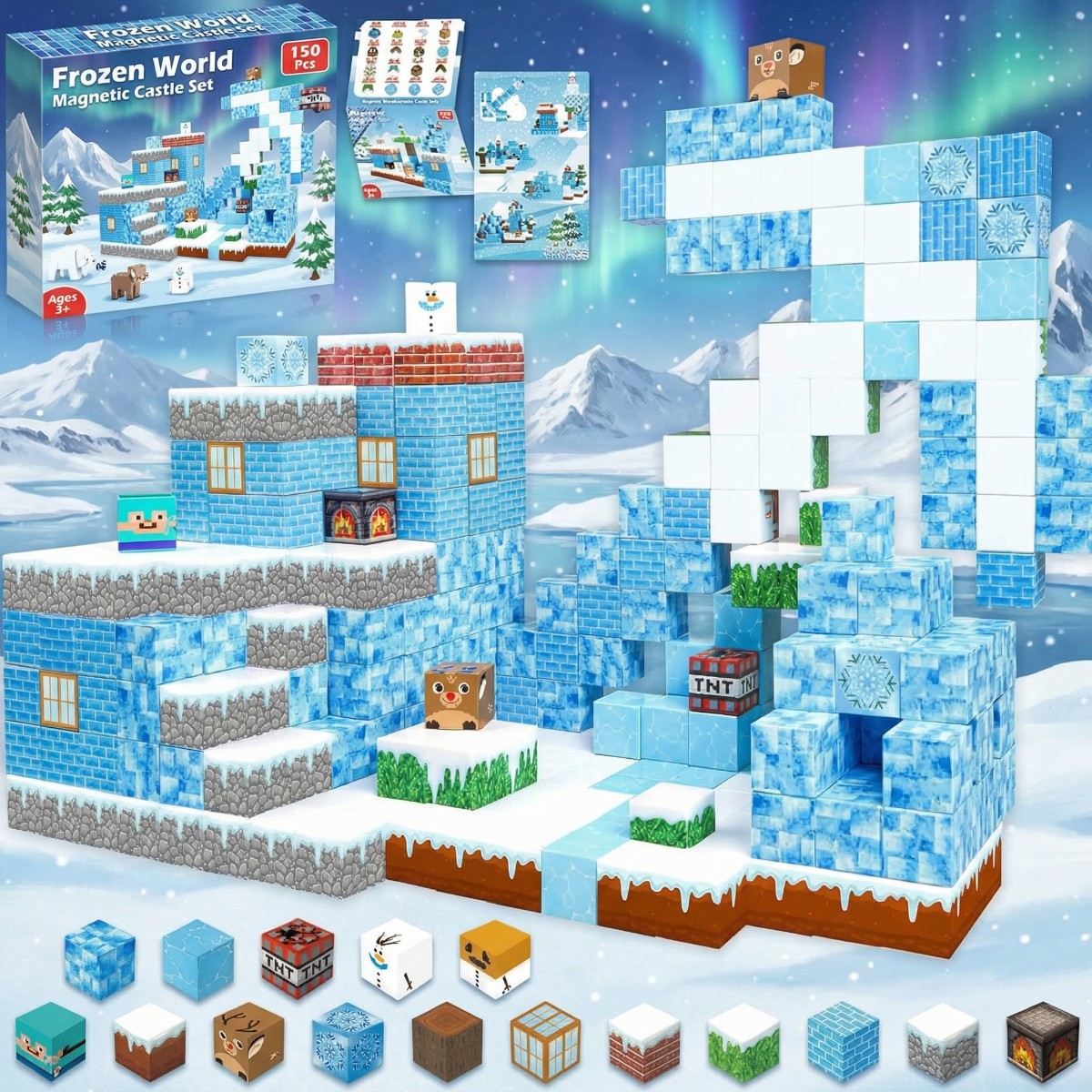 Magnetic building block game-Featuring a Christmas series-Magnetic assembly toy-STEM sensory gift, suitable for boys and girls' birthdays-CLFK05