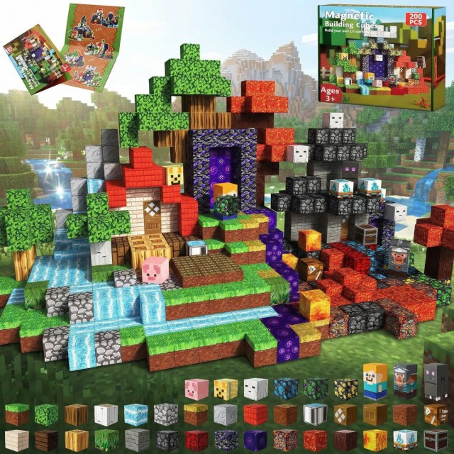 Magnetic building block game allows you to build forests and caves-Magnetic assembly toy-STEM sensory gift, and perfect for boys' and girls' birthdays-CLFK09