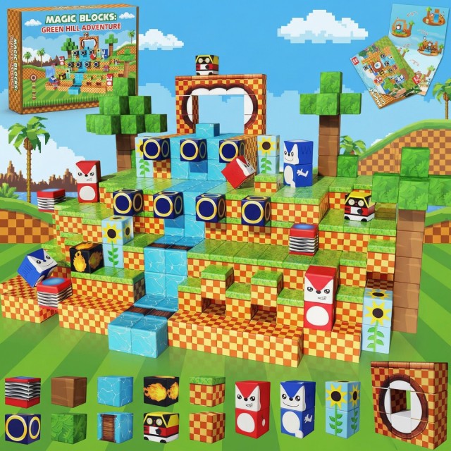 Magnetic building block game allows for the construction of pirate ships, beaches-Magnetic assembly toy-STEM sensory gift-Perfect for boys' and girls' birthdays-CLFK06