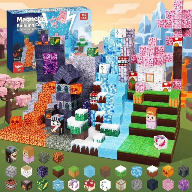 Magnetic building block game allows you to build snow mountains and volcanoes-Magnetic building toy-STEM sensory gift-Perfect for boys and girls' birthdays-CLFK07