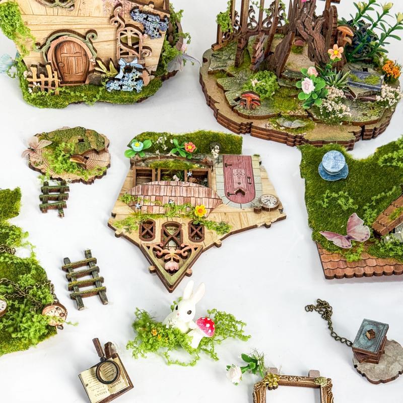 Bulk Wholesale DIY Wooden Dollhouse Kit - Miniature 3D Puzzle with LED Light & Furniture - Model MZPZ03