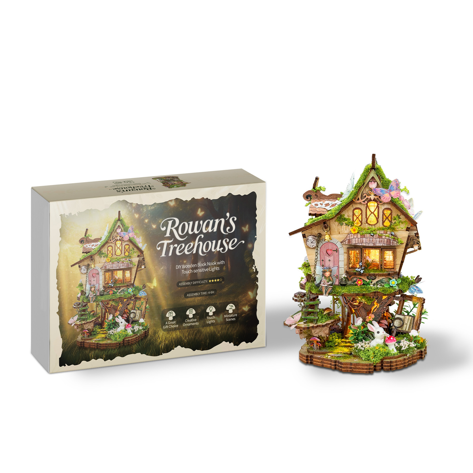 Bulk Wholesale DIY Wooden Dollhouse Kit - Miniature 3D Puzzle with LED Light & Furniture - Model MZPZ03