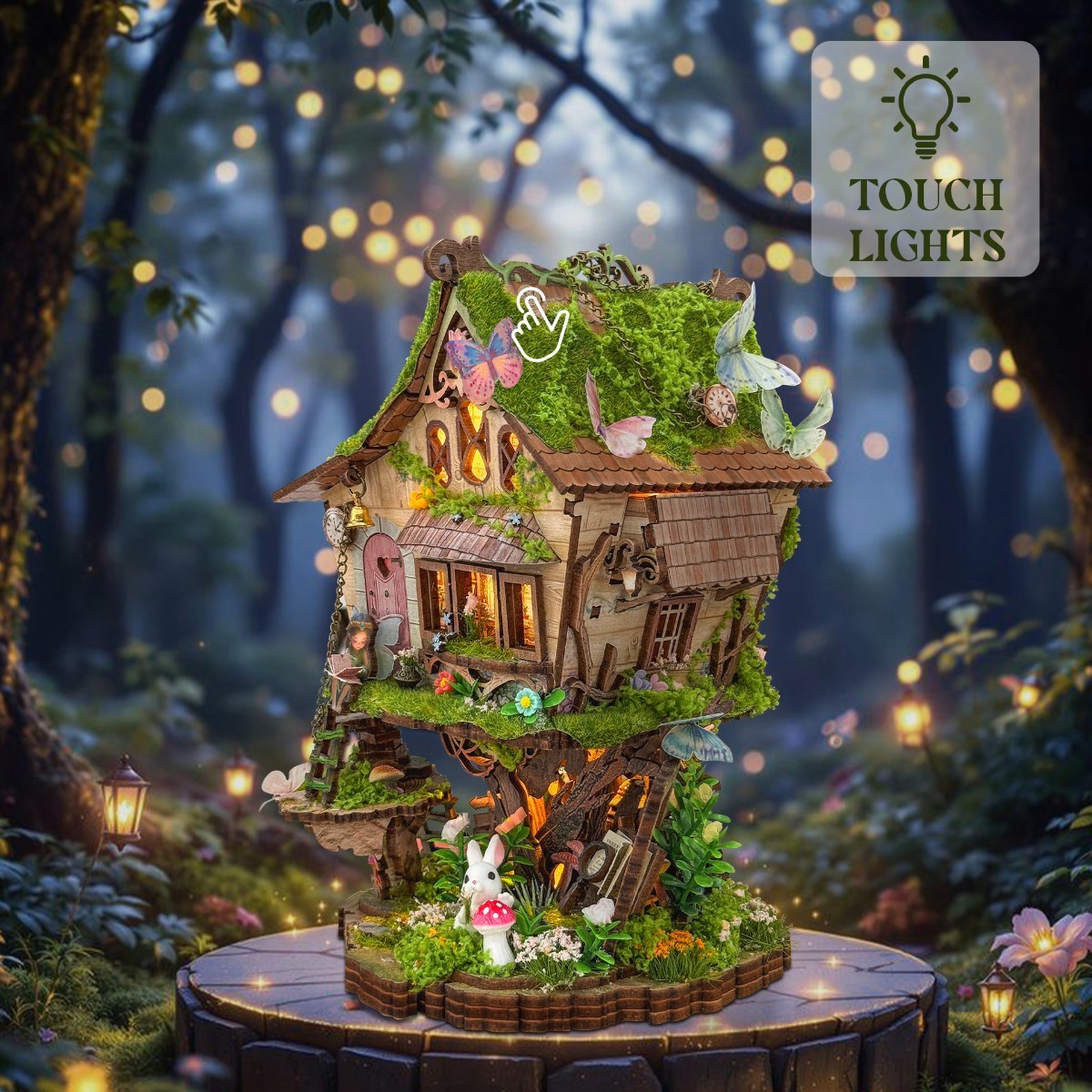Bulk Wholesale DIY Wooden Dollhouse Kit - Miniature 3D Puzzle with LED Light & Furniture - Model MZPZ03