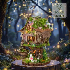 Bulk Wholesale DIY Wooden Dollhouse Kit - Miniature 3D Puzzle with LED Light & Furniture - Model MZPZ03