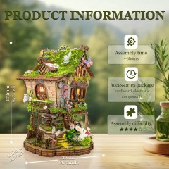 Bulk Wholesale DIY Wooden Dollhouse Kit - Miniature 3D Puzzle with LED Light & Furniture - Model MZPZ03