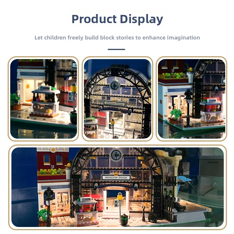 Architecture Building Set-Terminal Station Hotel Assembly Model Building Blocks Set Creative Ornament (Hotel + Station-2720PCS)-CJ04