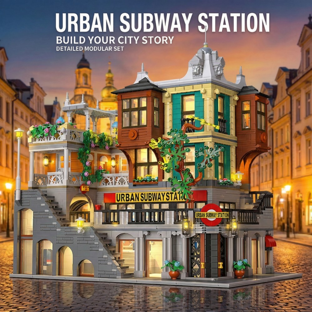 Architecture Building Set, Terminal Station Hotel Assembly Model Building Blocks Set Creative Ornament (Terminal Station + Station-3692PCS)-CJ02