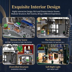 Architecture Building Set-Terminal Station Hotel Assembly Model Building Blocks Set Creative Ornament (Hotel + Station-2720PCS)-CJ04