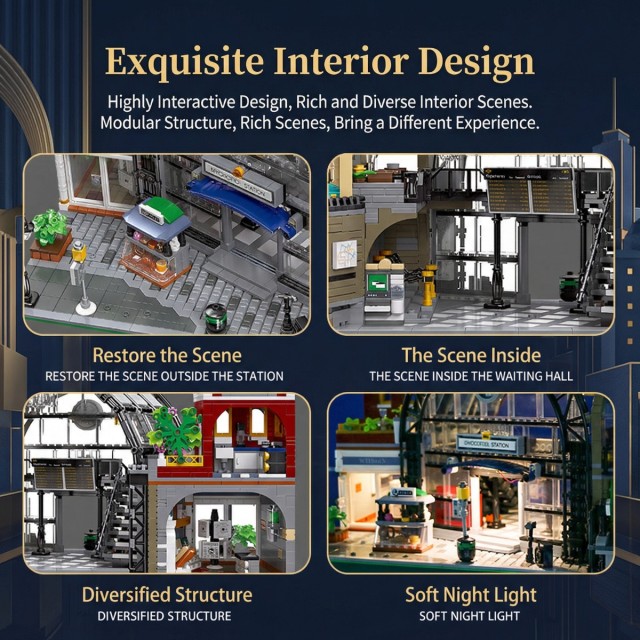 Architecture Building Set-Terminal Station Hotel Assembly Model Building Blocks Set Creative Ornament (Hotel + Station-2720PCS)-CJ04