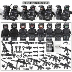 SWAT Military Police Building Block Kit, Soldiers Minifigures, Modern Weapons and Accessories Gift- BR011