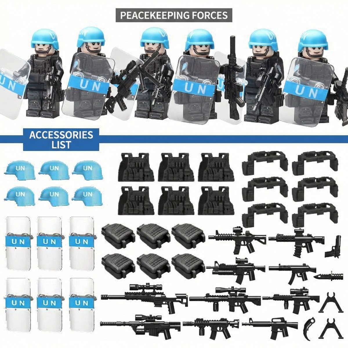 Military Weapons Pack Army Equipment Helmet Armor Various of Military Accessories Building Block Toy Compatible with Major Brands Soldier Figures -BR09