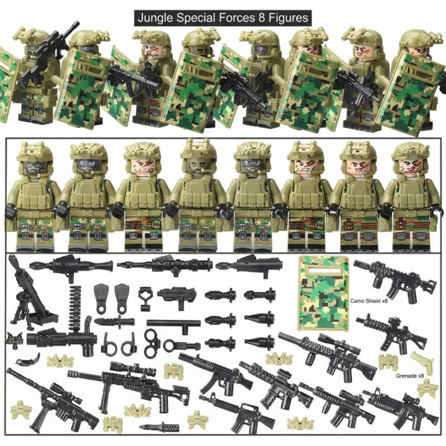 Military Weapons Pack Army Equipment Helmet Armor Various of Military Accessories Building Block Toy Compatible with Major Brands Soldier Figures -BR010