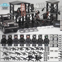 SWAT Military Police Building Block Kit, Soldiers Minifigures, Modern Weapons and Accessories Gift- BR011