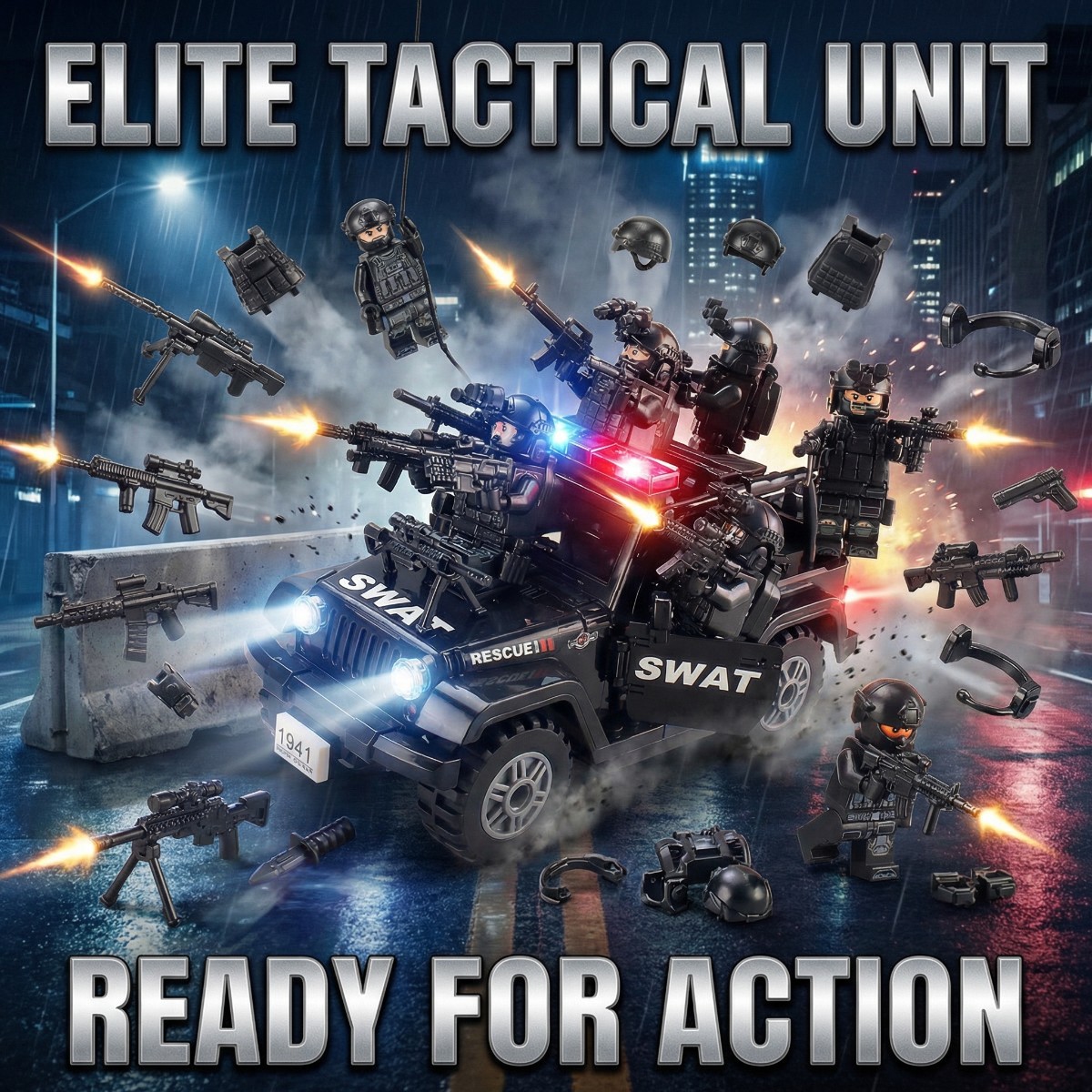 BR016 military action figure accessory set with cargo container