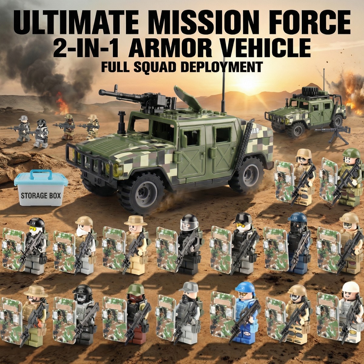 Military Weapons Pack with Army Equipment Helmet Armor Various of Military Accessories Building Block Toy Compatible with Major Brands Soldier Figures -BR013