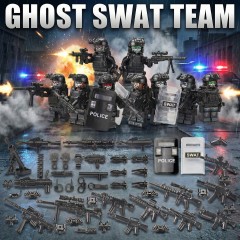 SWAT Military Police Building Block Kit, Soldiers Minifigures, Modern Weapons and Accessories Gift- BR011