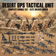 Military Weapons Pack with Army Equipment Helmet Armor Various of Military Accessories Building Block Toy Compatible with Major Brands Soldier Figures (Desert Tan)-BR012