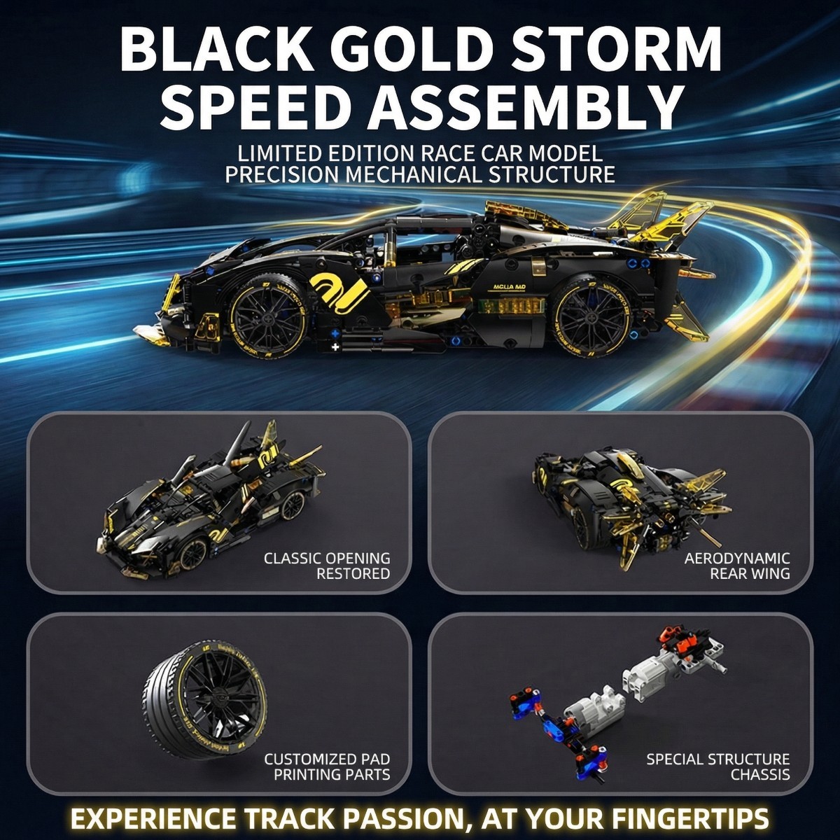 Sport Race Car Building Block Sets for Adults,Black Technical Racing Supercar Toys Kits Collectible 1:14 MOC Model Construction Birthday Gifts for Boys Men Teens Age 8+, 8-12 12-16,14+ -SC05