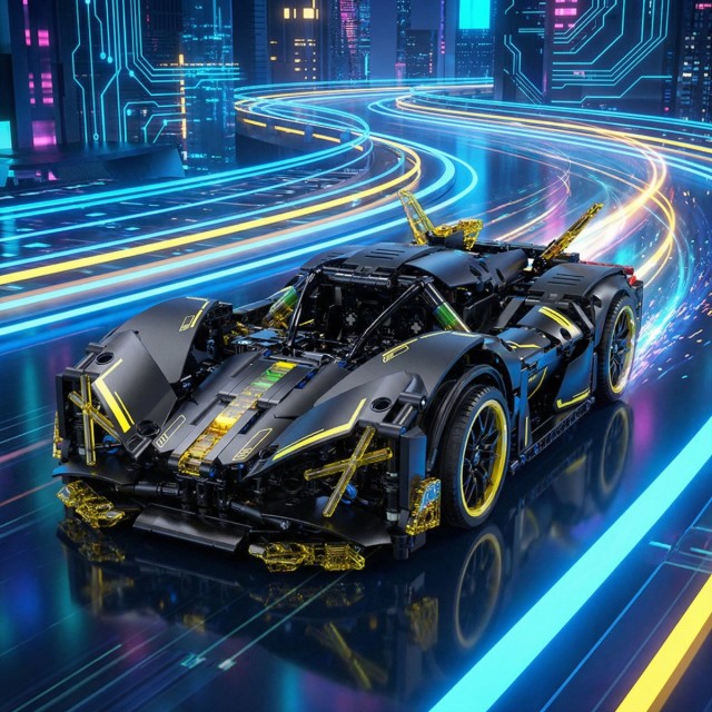 Sport Race Car Building Block Sets for Adults,Black Technical Racing Supercar Toys Kits Collectible 1:14 MOC Model Construction Birthday Gifts for Boys Men Teens Age 8+, 8-12 12-16,14+ -SC05