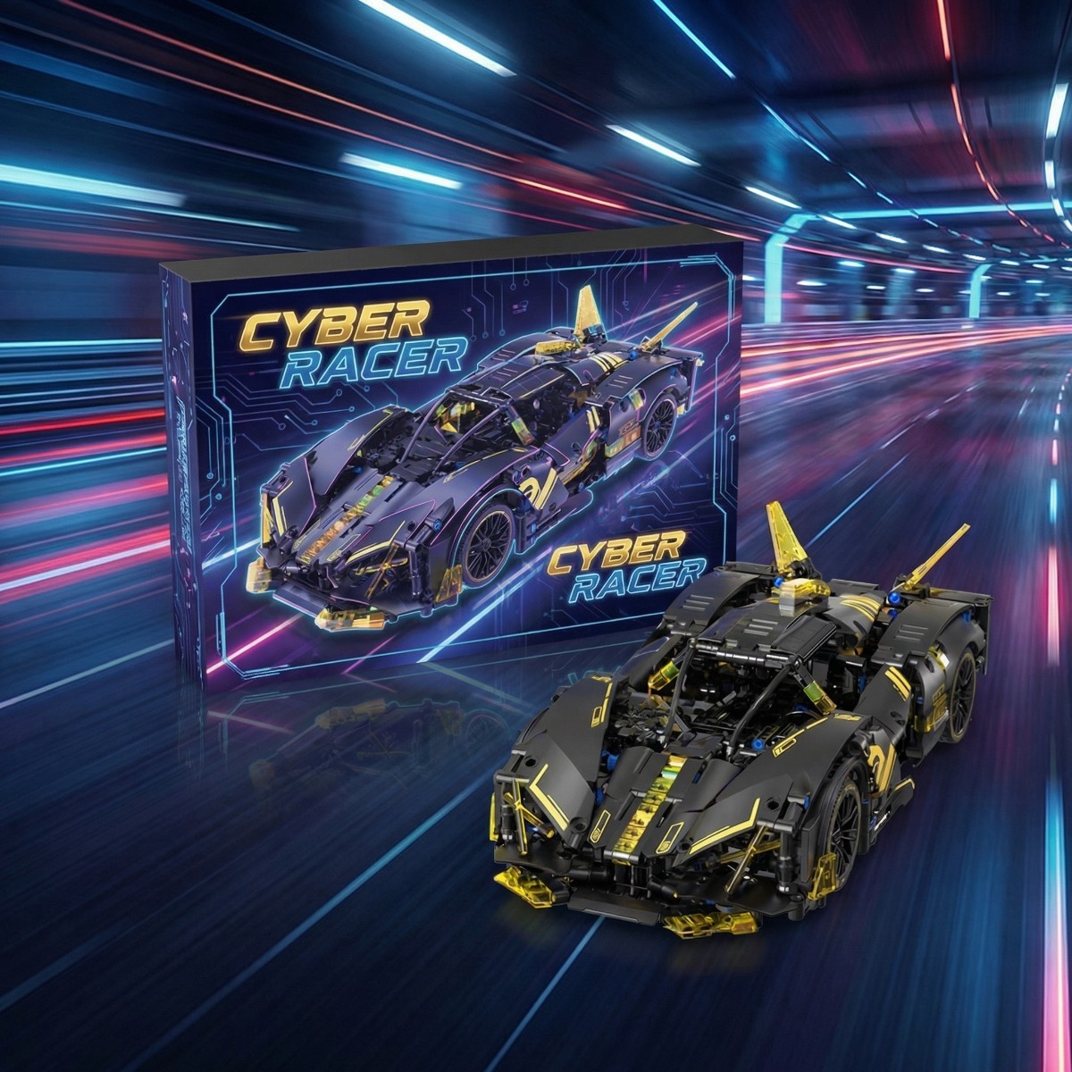 Sport Race Car Building Block Sets for Adults,Black Technical Racing Supercar Toys Kits Collectible 1:14 MOC Model Construction Birthday Gifts for Boys Men Teens Age 8+, 8-12 12-16,14+ -SC05
