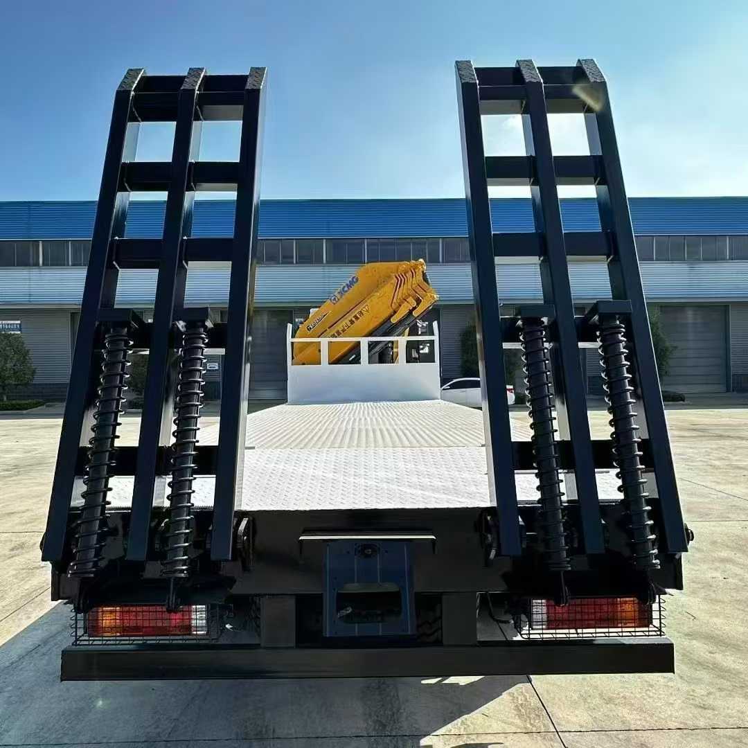 Shaanxi Auto Delong 8*4 export model flatbed transport truck with folding arm crane