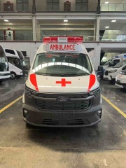 Ford National VI gasoline ambulance with raised bumper and long exhaust lights