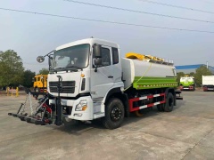 Water trucks equipped with a centrally mounted ice-breaking tool can be used in conjunction with a front-mounted snowplow.