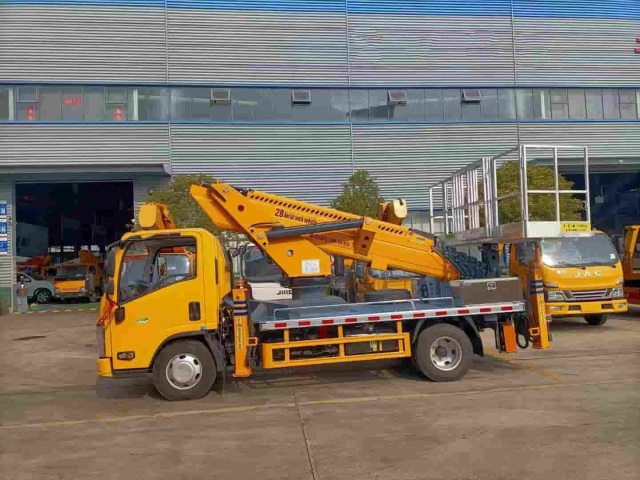 Isuzu 28 meter aerial work platform with 3-meter folding railing