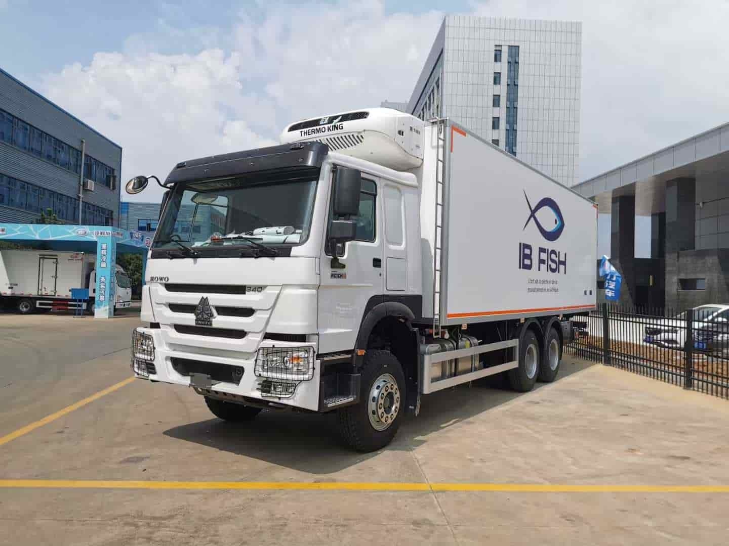 Heavy duty Howo 6x4 refrigerated truck with 3-ton hydraulic tailboard