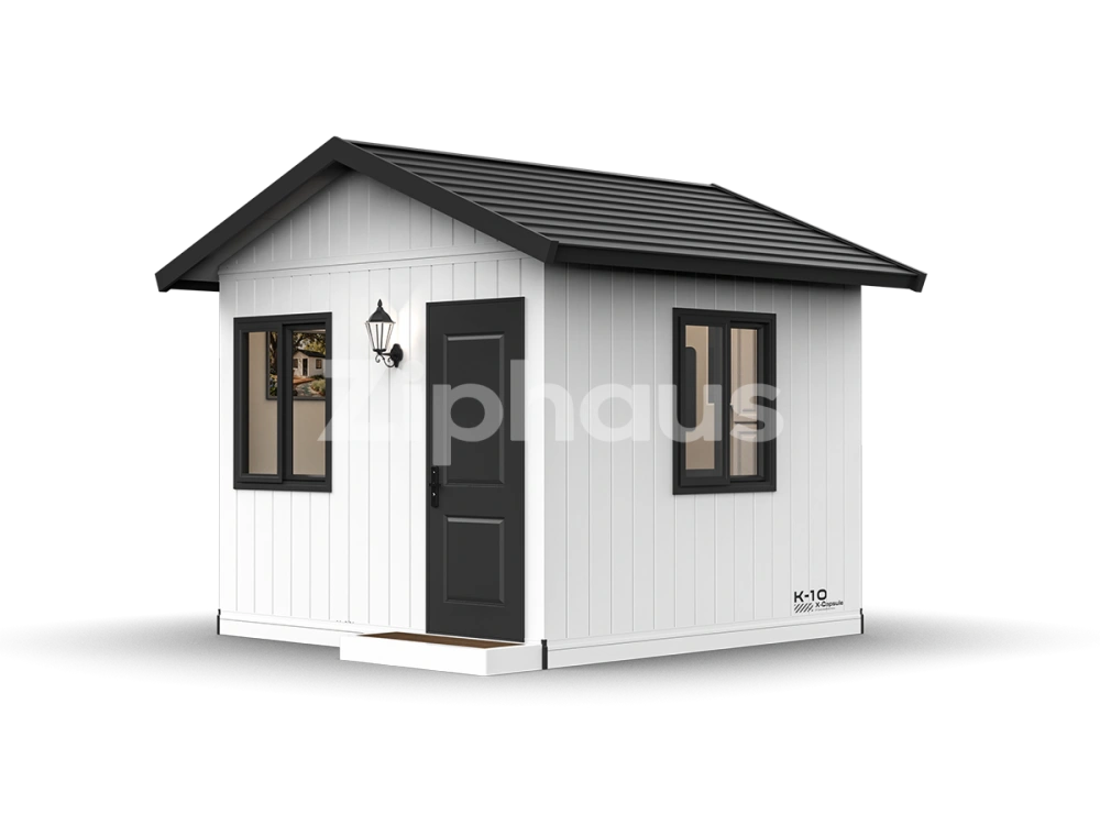 CARLO KA10-N12 modular backyard house exterior view showing the pitched roof and glazing