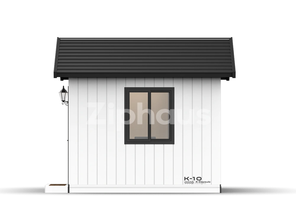 CARLO KA10-N12 modular backyard house showing the split modular panels and roof line