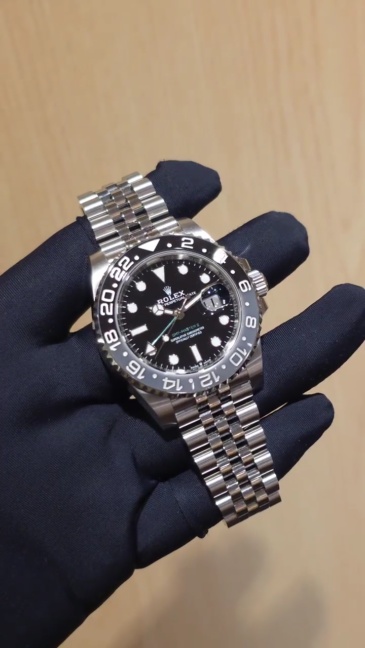 Orologio sportivo Rolex GMT-Master II Sprite Bezel Dual Time, lunetta in ceramica nera/grigia, orologio meccanico automatico svizzero.