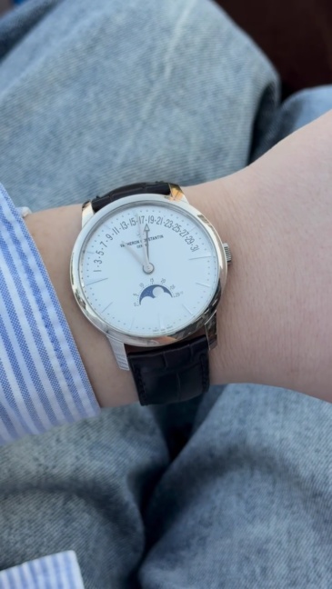 Orologio da uomo automatico Vacheron Constantin Patrimony Collection in acciaio inossidabile con fasi lunari e sigillo di Ginevra.