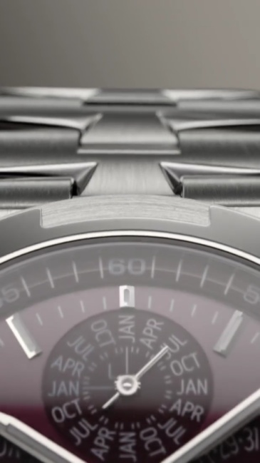 Orologio da uomo automatico Vacheron Constantin Overseas con calendario perpetuo e fasi lunari, con sigillo di Ginevra.