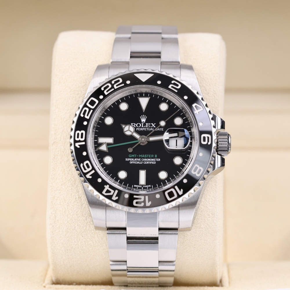 Orologio sportivo da lavoro Rolex GMT-Master II con lunetta in ceramica nera e bracciale Oyster