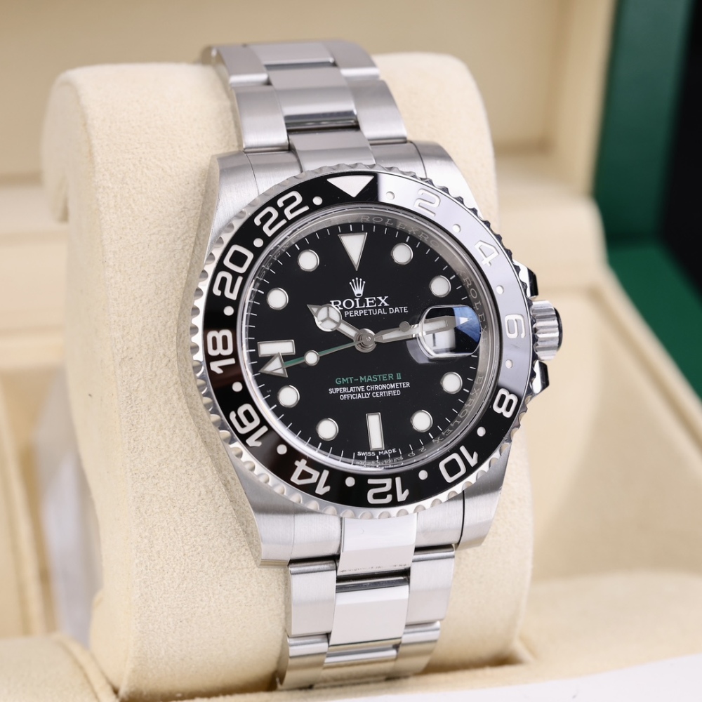 Orologio sportivo da lavoro Rolex GMT-Master II con lunetta in ceramica nera e bracciale Oyster