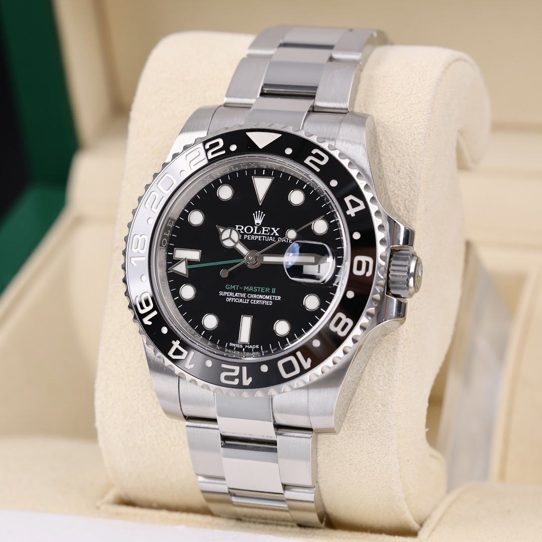Orologio sportivo da lavoro Rolex GMT-Master II con lunetta in ceramica nera e bracciale Oyster