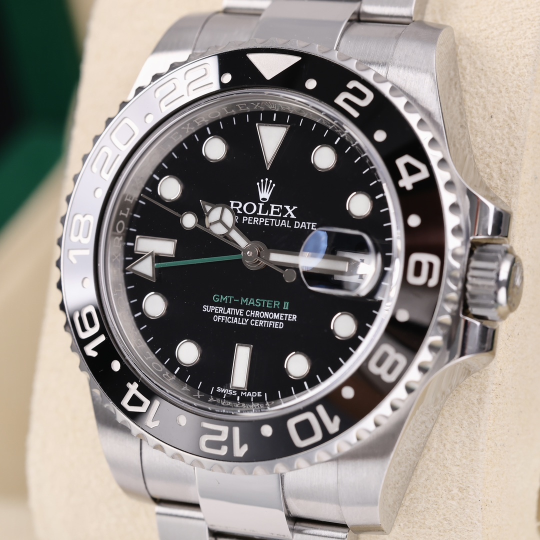 Orologio sportivo da lavoro Rolex GMT-Master II con lunetta in ceramica nera e bracciale Oyster