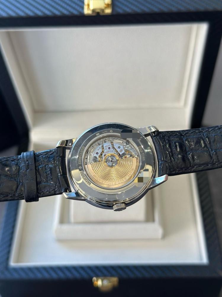 Orologio da uomo automatico Vacheron Constantin Patrimony Collection in acciaio inossidabile con fasi lunari e sigillo di Ginevra.