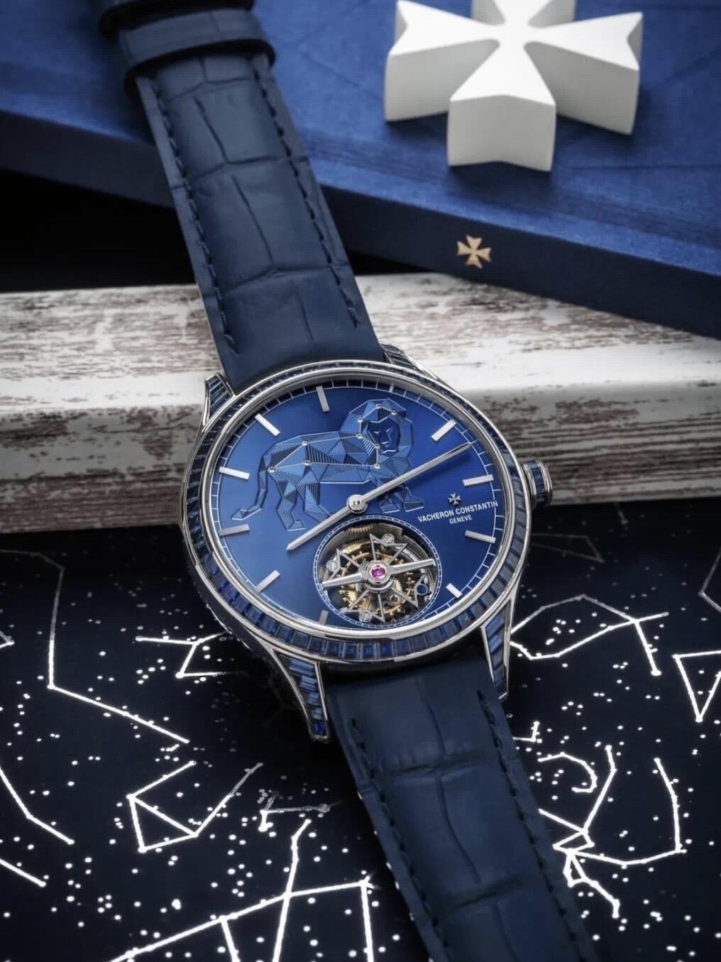 Orologio da uomo automatico Vacheron Constantin Patrimony Leo Tourbillon Sapphire, con sigillo di Ginevra.