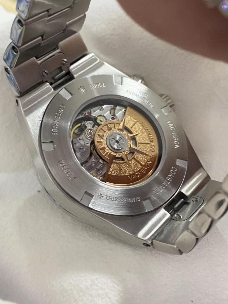 Vacheron Constantin Overseas, quadrante blu, complicazioni, orologio da uomo meccanico automatico, sigillo di Ginevra.