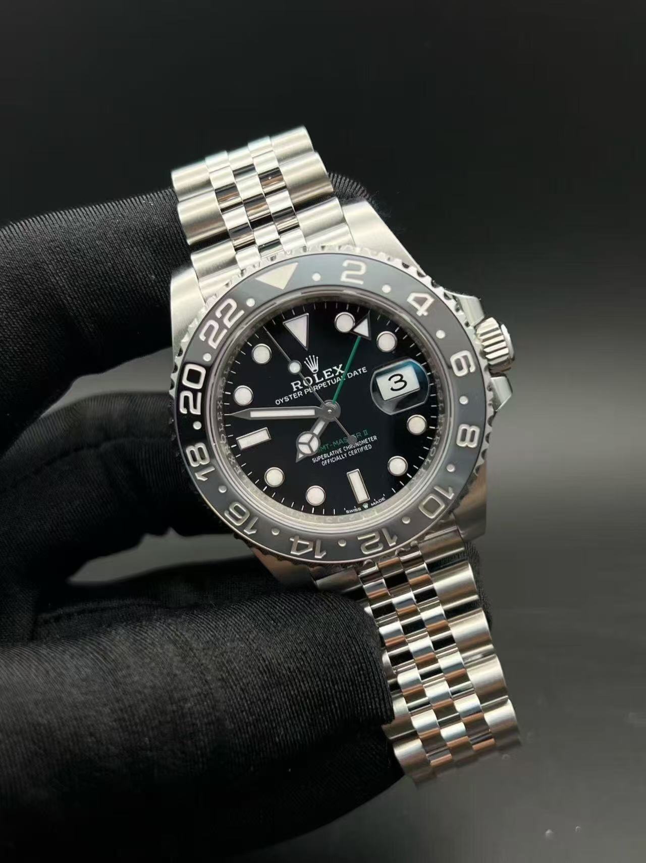 Orologio da uomo automatico Rolex GMT-Master II con lunetta nera (lunetta Inter Milan)