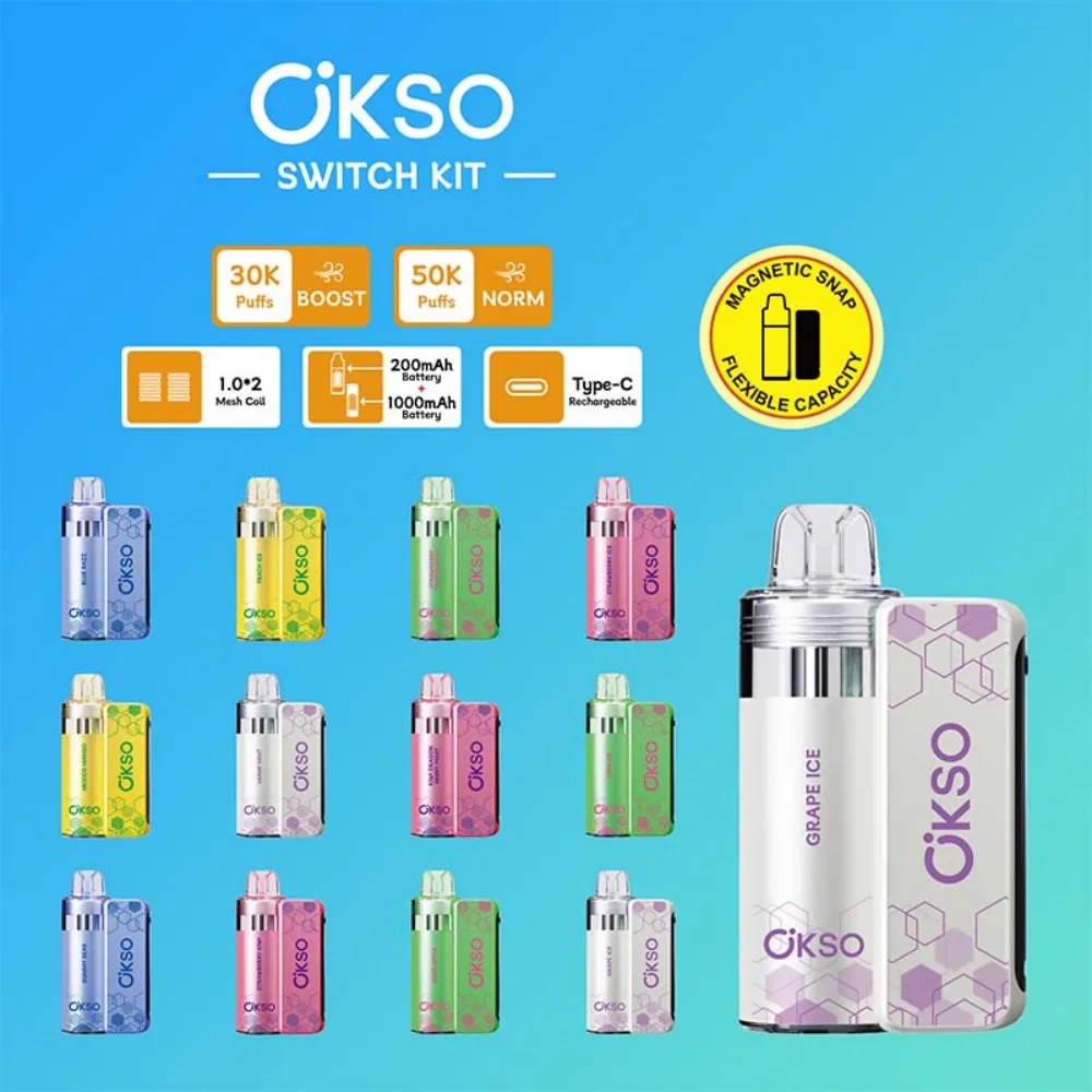 Kit sigaretta elettronica OKSO Switch Pod, 50.000 tiri, doppia modalità.
