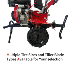 18HP Diesel Tiller Gear Type With Tire & Blade Engine 198F 32mm Shaft
