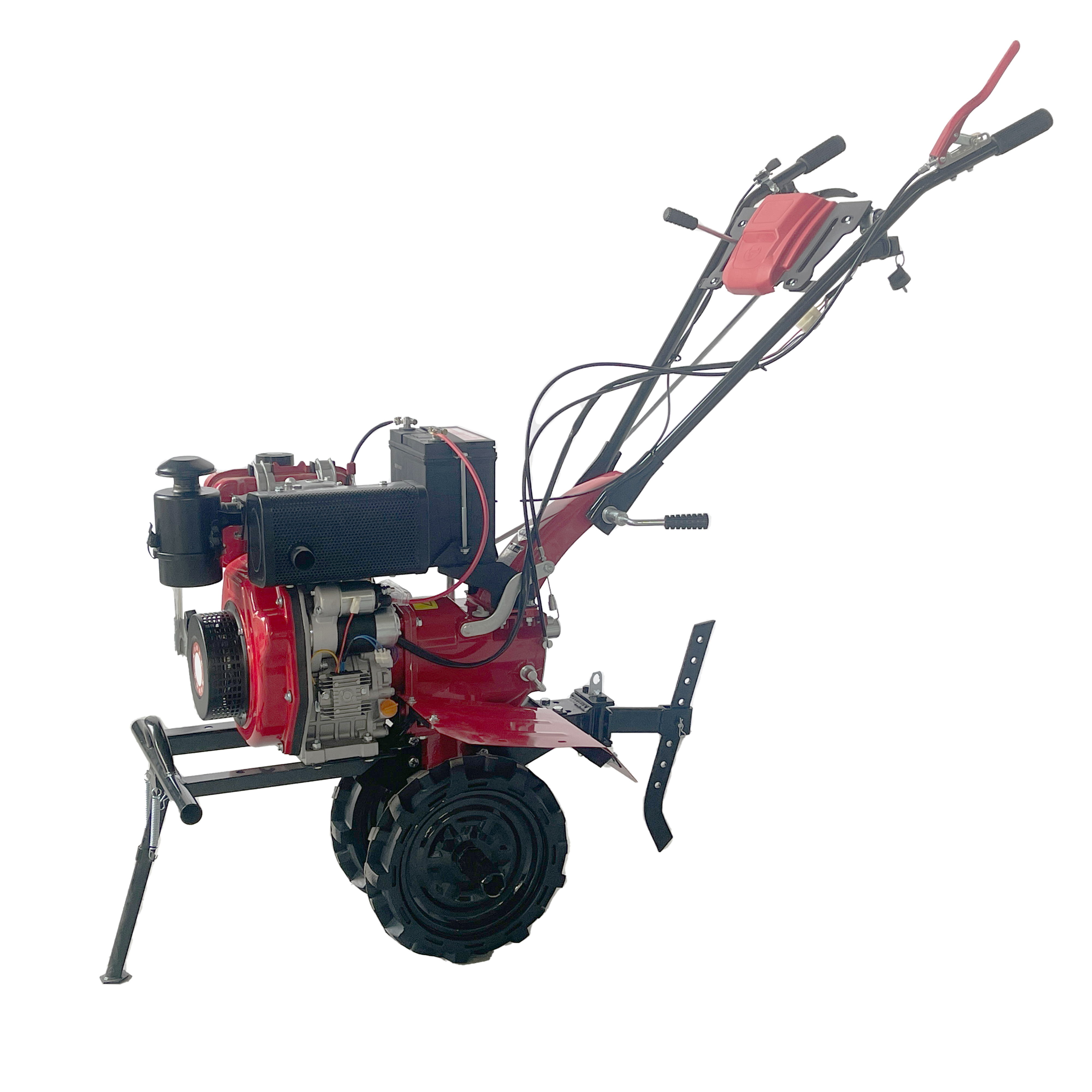 15HP Diesel Tiller Gear Type With Tire & Blade Engine 195F 32mm Shaft