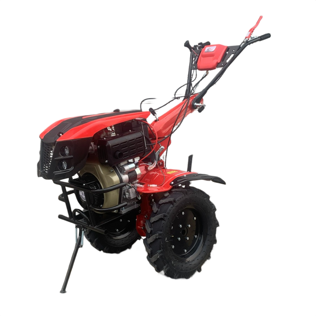 UPGRADED 15HP Diesel Tiller Engine Cover With Light BIG Tire & Bumper Engine 198F 32mm Shaft